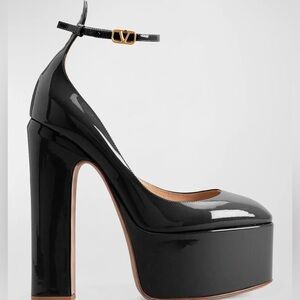 New Valentino Garavani Patent Leather Ankle-Strap Platform Pumps Size 42